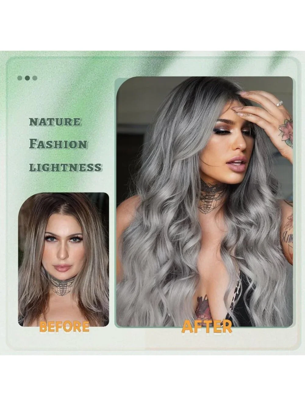 Women's Mix Grey 26 Inch Natural Synthetic Modern Long Curly Wavy Fiber Wigs